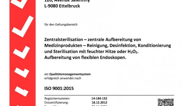 Zertifikatioun ISO 13485 / 9001